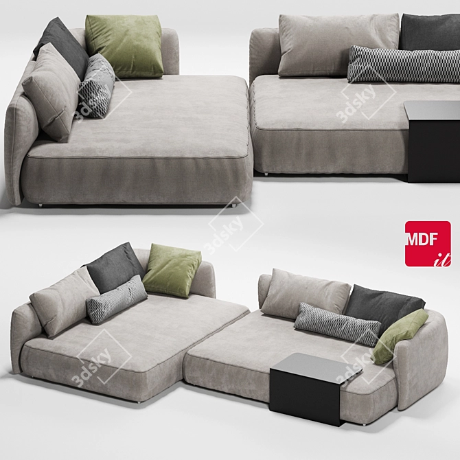 Modern Cosy 2-Section Sofa 3D model image 1