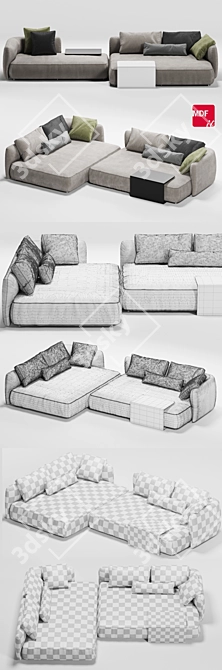 Modern Cosy 2-Section Sofa 3D model image 3