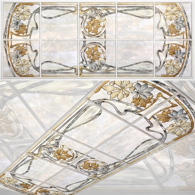 Elegant Stained Glass Ceiling 3D model image 1