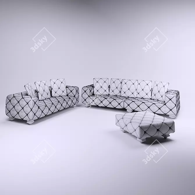 Visionnaire Teodosio Ipe Cavalli Sofa Set 3D model image 2