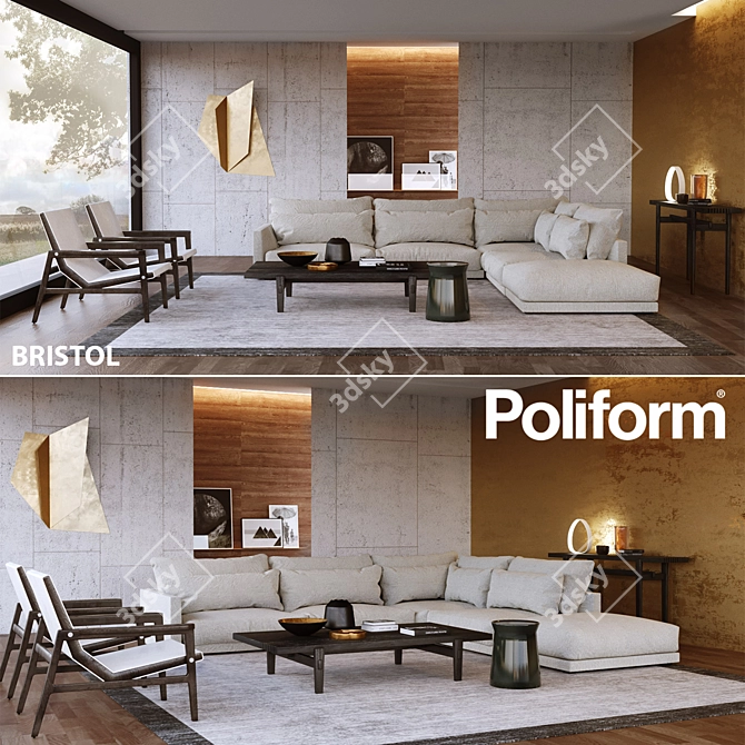 Poliform Bristol Furniture Set 3D model image 1