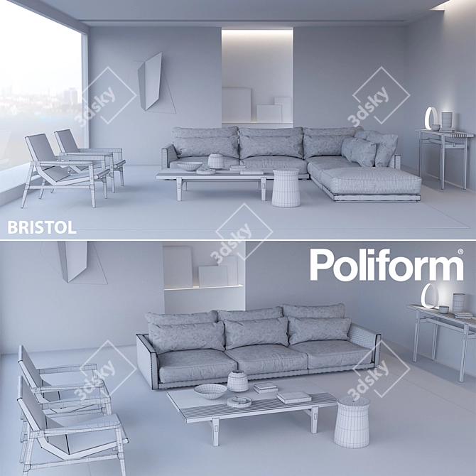 Poliform Bristol Furniture Set 3D model image 3