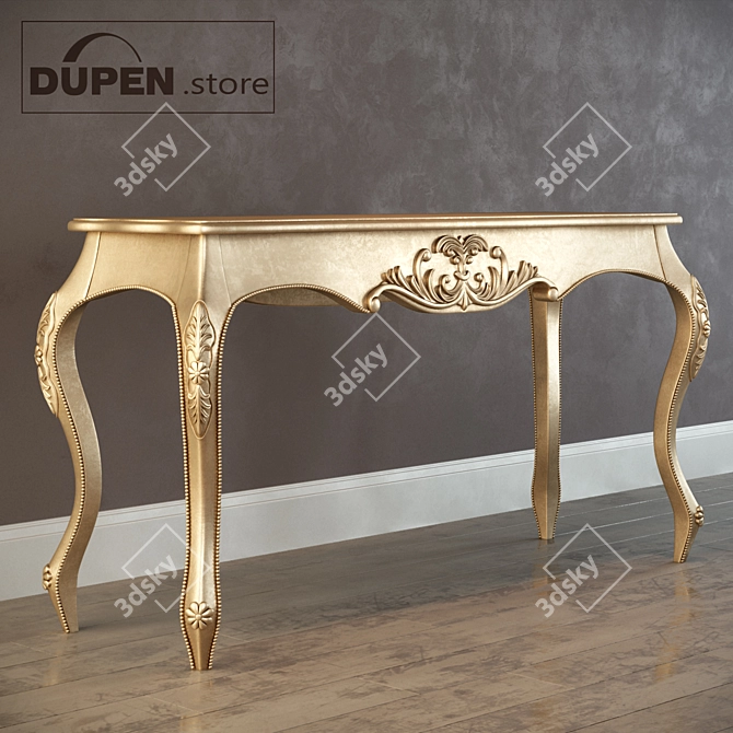 Golden Vintage Console 3D model image 1