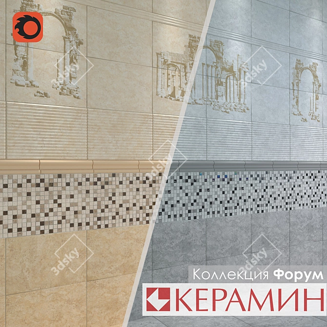 Forum Ceramic Tile Collection: Textured Stone Imprints 3D model image 1