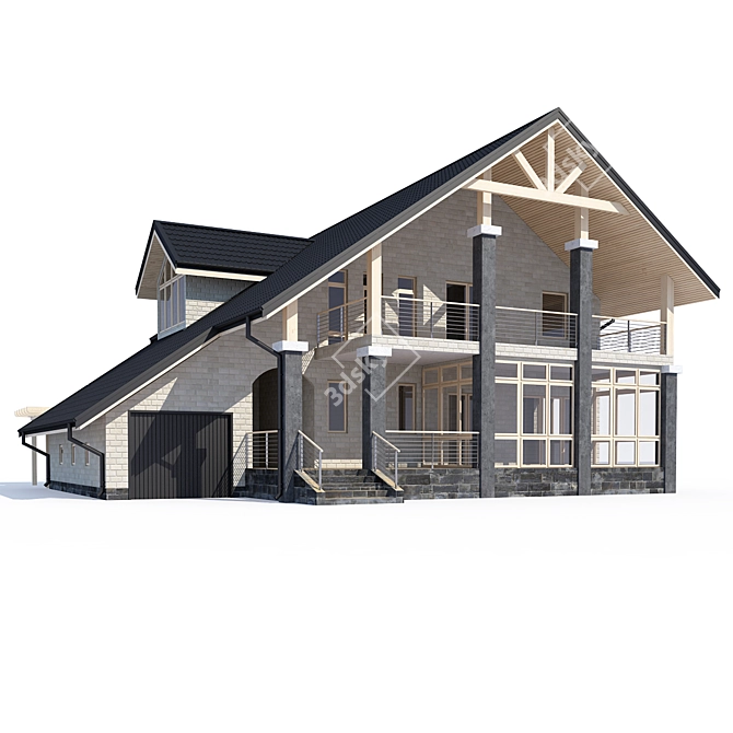 Modern Private House Design 3D model image 1