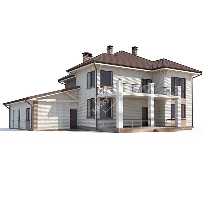 Modern Private House V69 3D model image 2