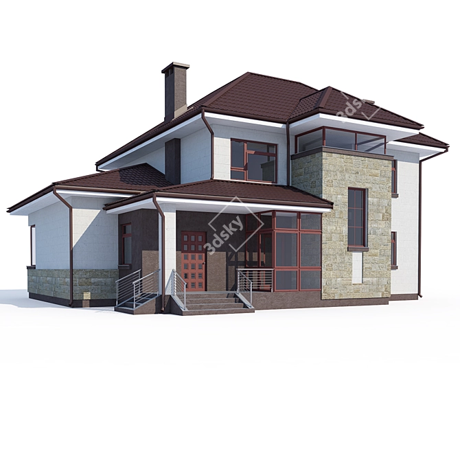 Modern Private House V74 3D model image 1