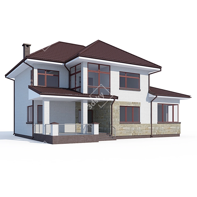 Modern Private House V74 3D model image 2