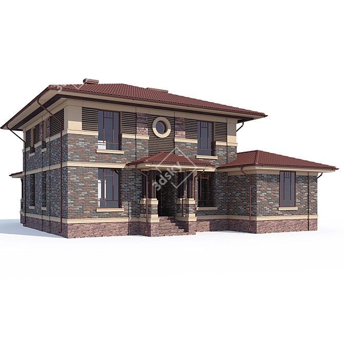 Modern Private House Design Kit 3D model image 2