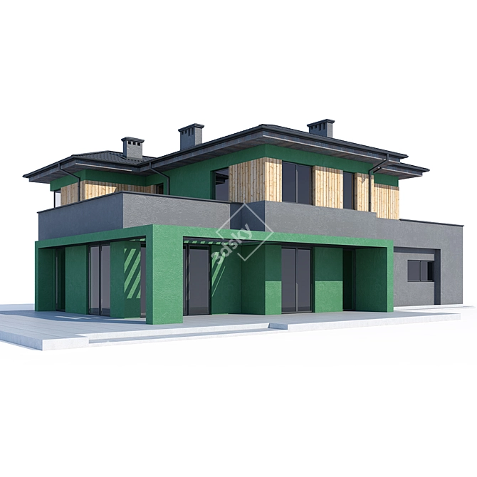 Modern Private House Design 3D model image 1