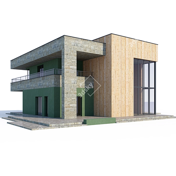 Modern ABS House V90 3D model image 1