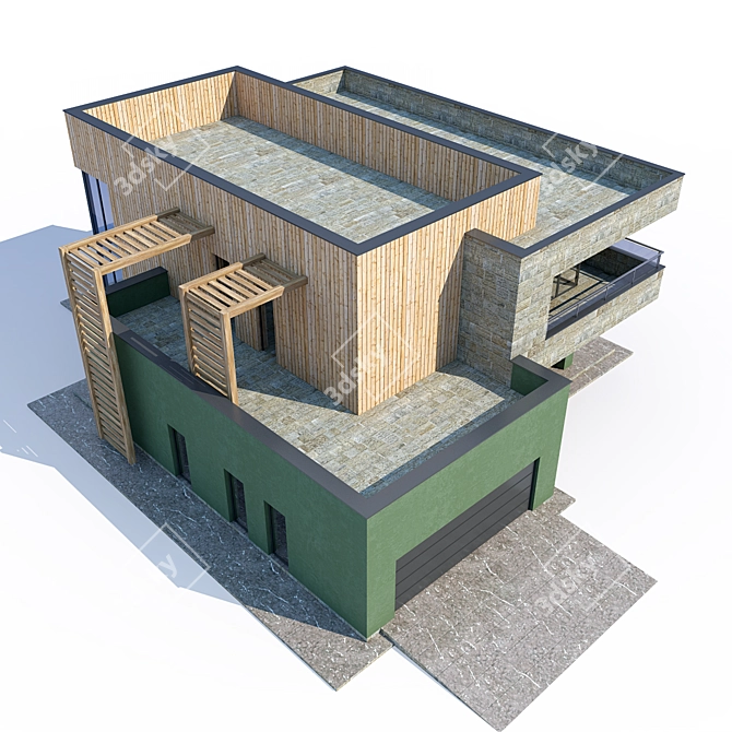 Modern ABS House V90 3D model image 3