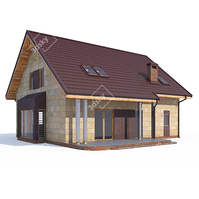 Modern Private House Design Kit 3D model image 2