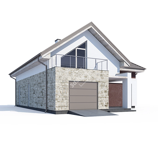 Modern Architectural House Rendering 3D model image 2