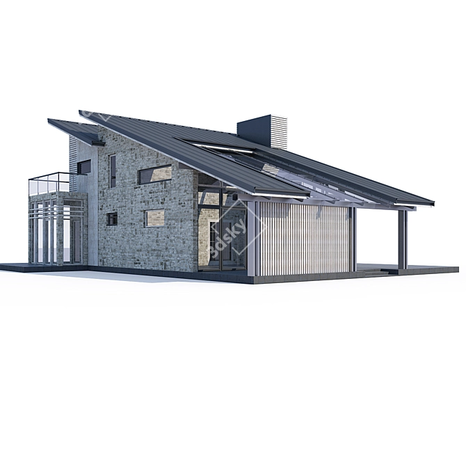 Modern Private House Design Kit 3D model image 2