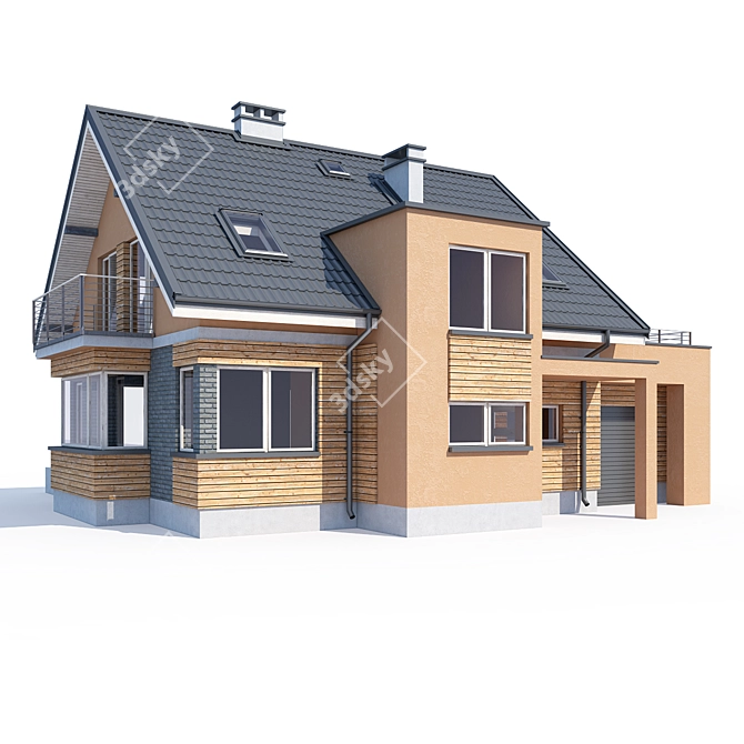 Modern Private House Design Kit 3D model image 2