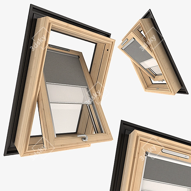 VELUX GZL Roof Window: 180° Rotation, Easy Cleaning, Ventilation, Adjustable Blinds 3D model image 3