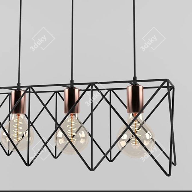 Vintage Black Pendant Light 3D model image 2