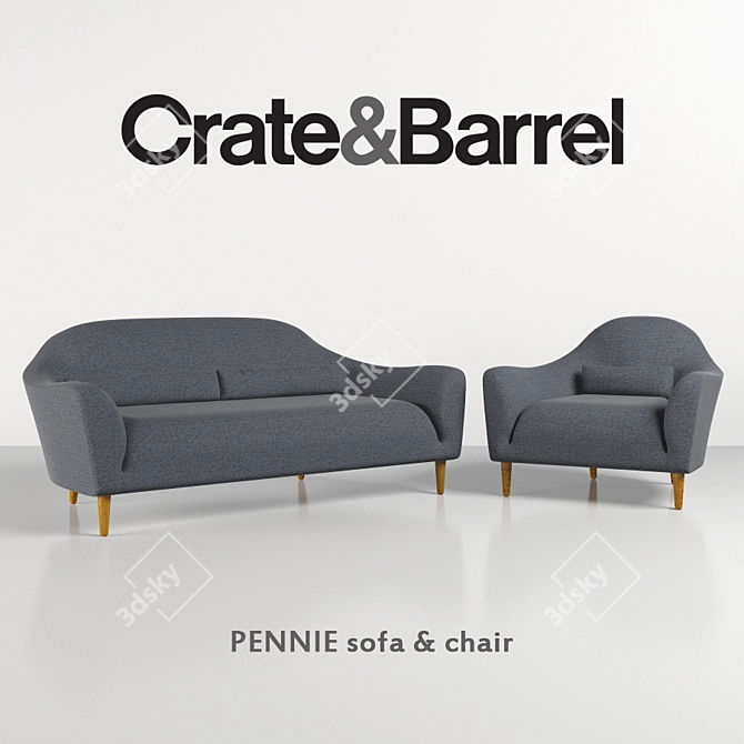 Modern Pennie Sofa & Chair: Sleek and Stylish 3D model image 1