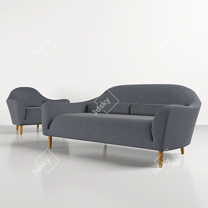 Modern Pennie Sofa & Chair: Sleek and Stylish 3D model image 2