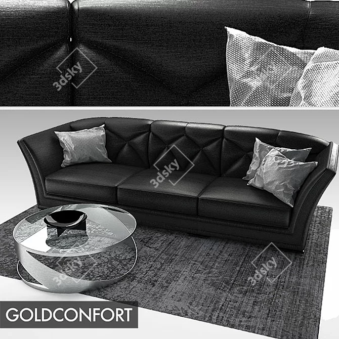 Luxury Goldconfort Vanity Sofa & Roche Bobois Lingotto Coffee Table 3D model image 1