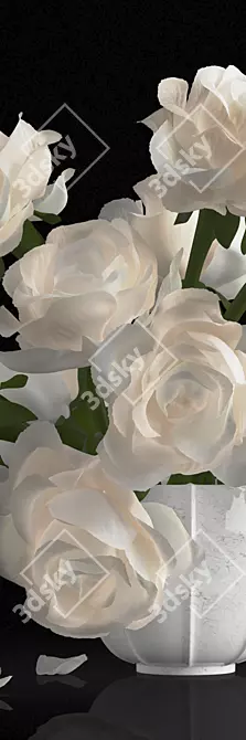 Elegant White Rose Bouquet 3D model image 2