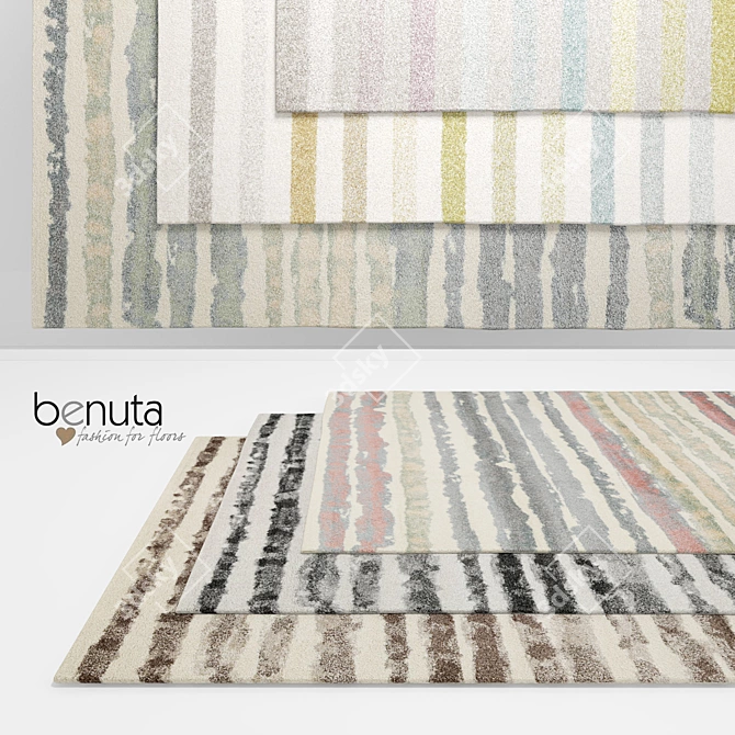 Stylish Striped Rugs: Benuta Justin Collection 3D model image 1