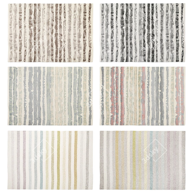 Stylish Striped Rugs: Benuta Justin Collection 3D model image 2