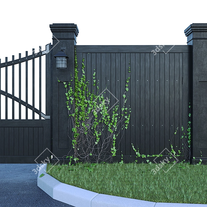 Exterior Essentials Set: Gates, Fence, Lighting 3D model image 2