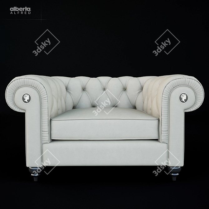 Alberta Alfred: Modern Chesterfield Armchair 3D model image 2