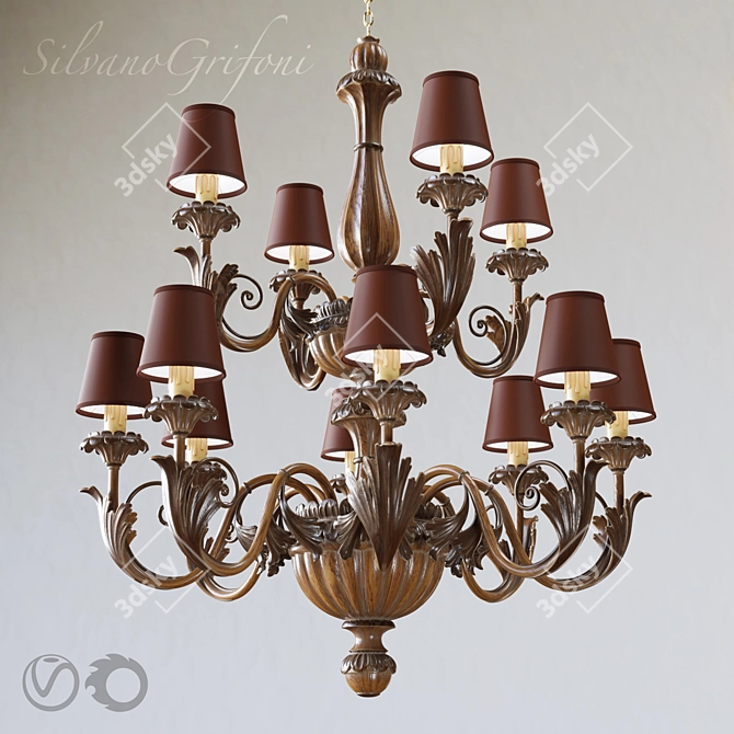 Silvano Grifoni Chandelier: Elegant 12-Light Lighting Fixture 3D model image 1