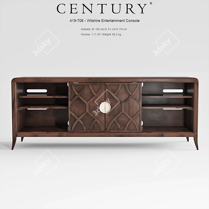 Elegant Wilshire Entertainment Console 3D model image 1