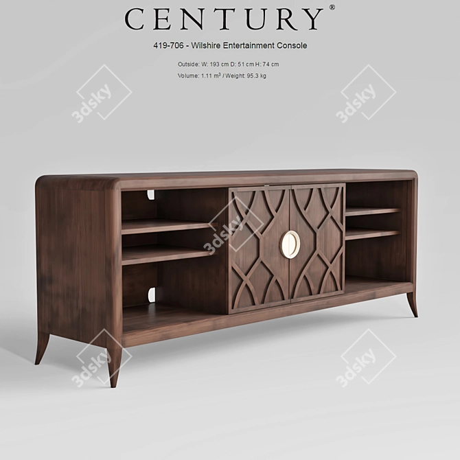 Elegant Wilshire Entertainment Console 3D model image 2