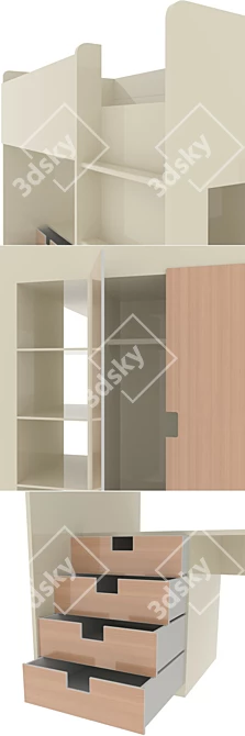 Modern STUVA Loft Bed: Space-Saving Sleep Solution 3D model image 2