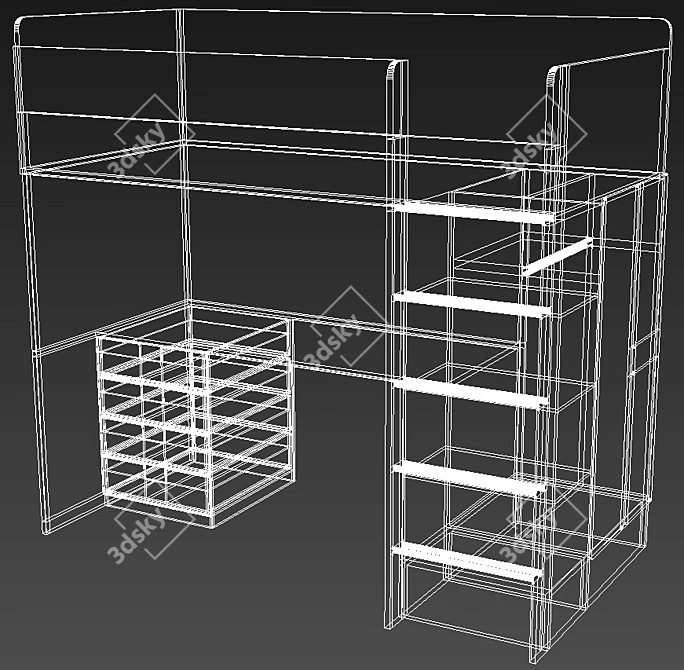 Modern STUVA Loft Bed: Space-Saving Sleep Solution 3D model image 3