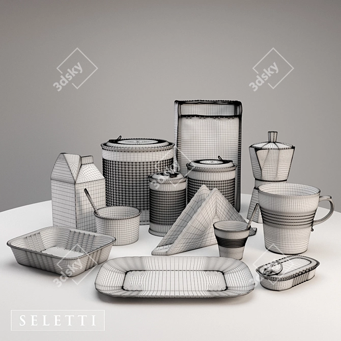 Seletti Porcelain Dish Set 3D model image 2