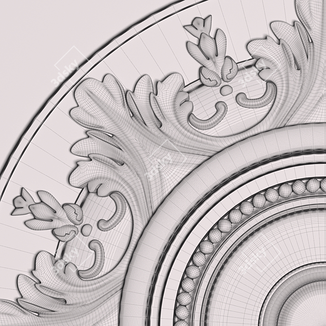 Elegant Ceiling Rose - Orac Decor 3D model image 3