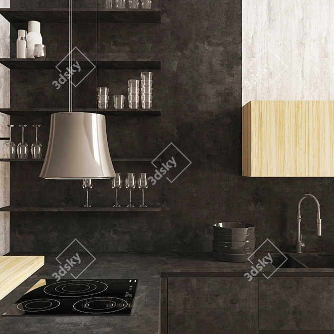 Alvic panel modern kitchen 3D model image 2