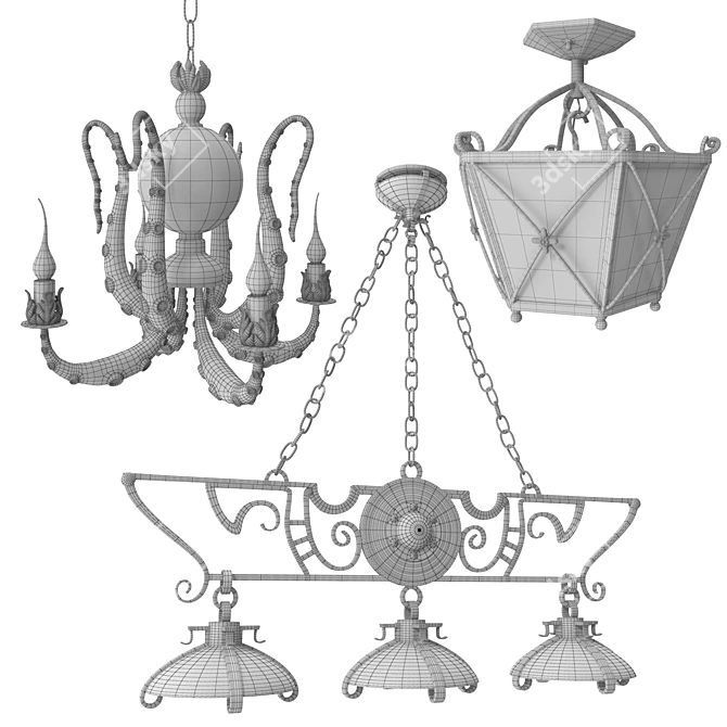 Forged Steel Chandelier 3D model image 2