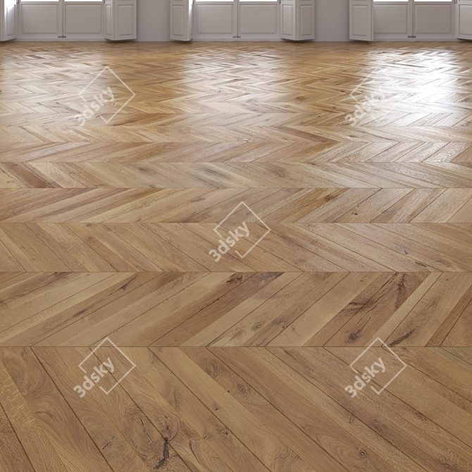 Premium Oak Chevron Flooring 3D model image 1