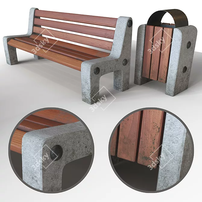 Corona Park Bench: Classic Outdoor Seating 3D model image 1