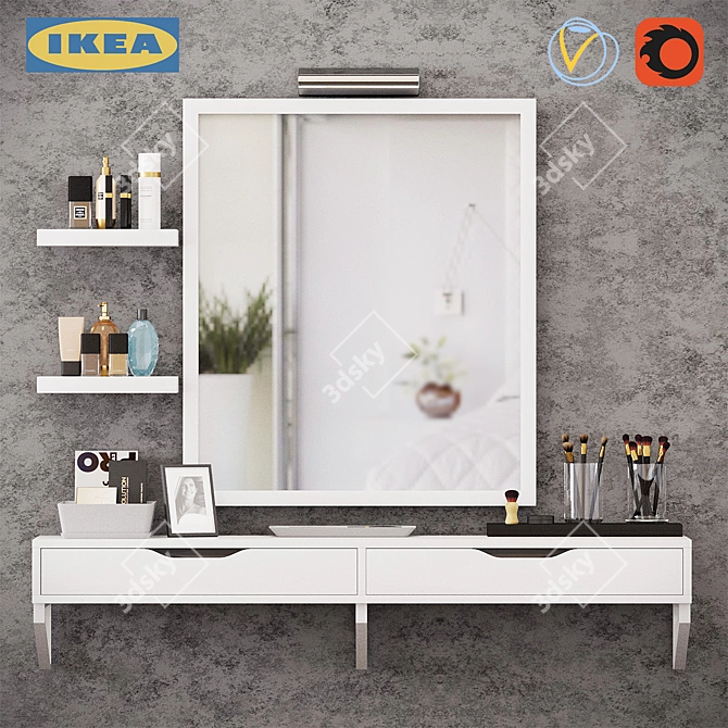 Stylish Makeup Vanity: Ikea Alex 3D model image 1