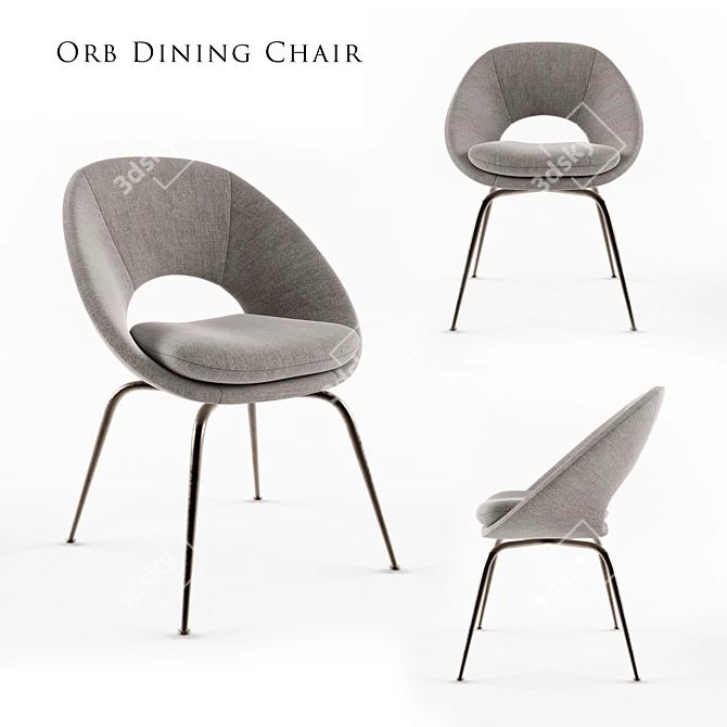 Modern Orb Dining Chair with Fabric and Metal Design 3D model image 1