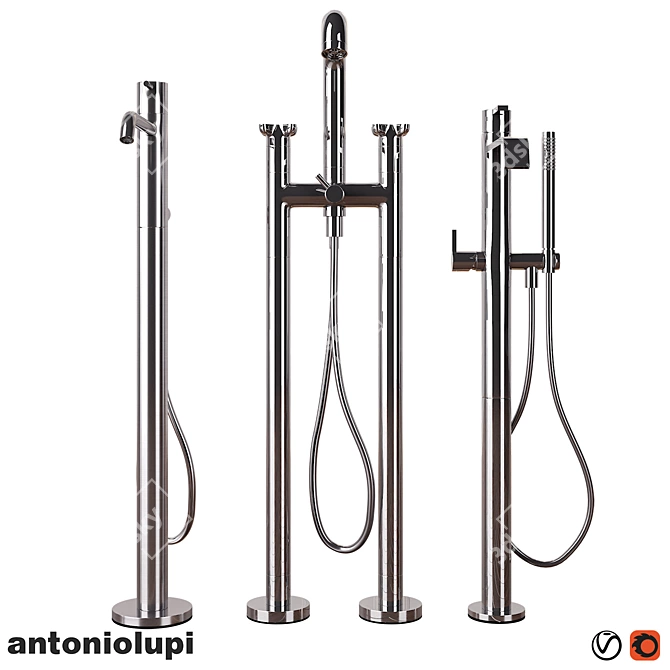 Antonio Lupi Ayati Timbro Bikappa: Elegant Chrome Bath Tap Collection 3D model image 1