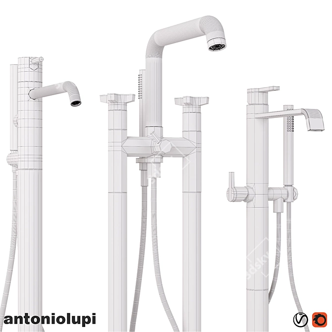 Antonio Lupi Ayati Timbro Bikappa: Elegant Chrome Bath Tap Collection 3D model image 3