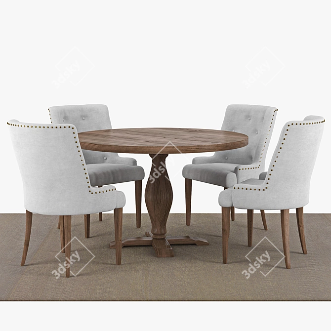 Lamier Dining Table Set: 4 Tuva Beige Chairs 3D model image 1