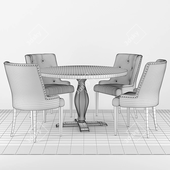 Lamier Dining Table Set: 4 Tuva Beige Chairs 3D model image 2