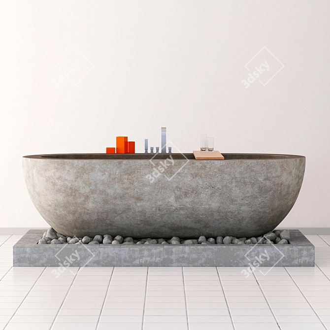 Pebble Stone Bathroom Set 3D model image 1