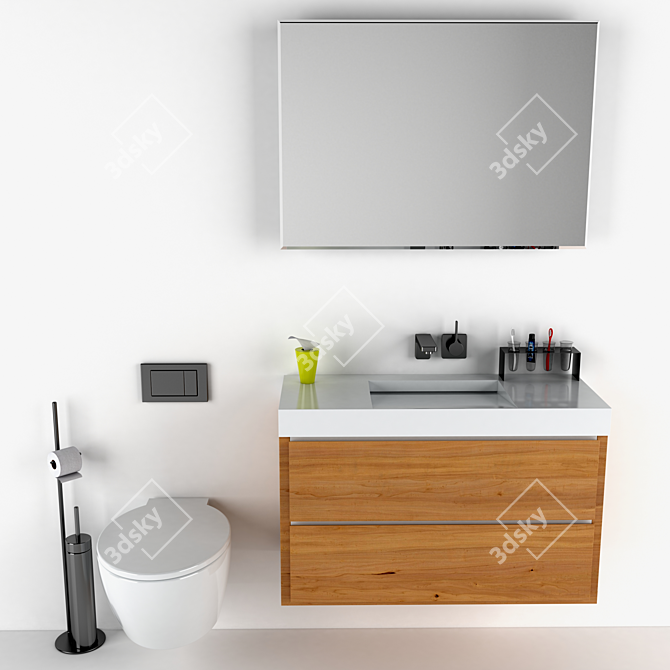 Corian Bathroom Set 3D model image 1