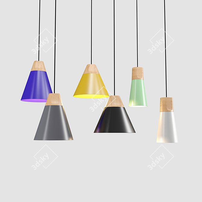 Sleek Slope Pendant Lighting Set 3D model image 1